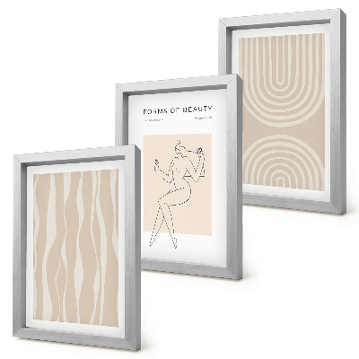 Trittico incorniciato Motivi astratti e delicate decorazioni boho