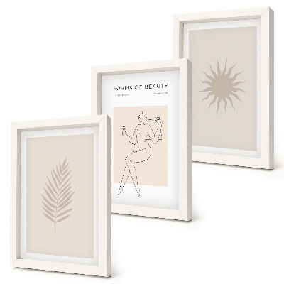 Composizione di 3 quadri Una collezione di forme minimaliste e forme naturali