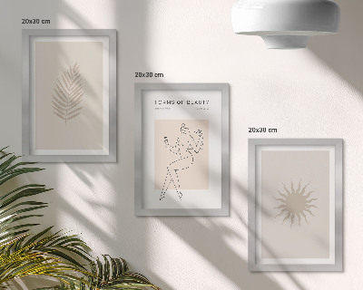 Composizione di 3 quadri Una collezione di forme minimaliste e forme naturali