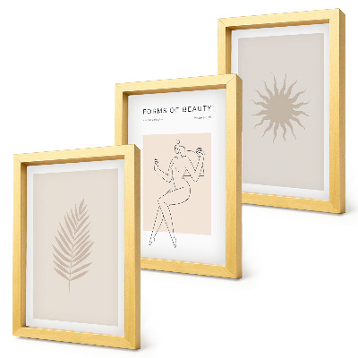 Composizione di 3 quadri Una collezione di forme minimaliste e forme naturali
