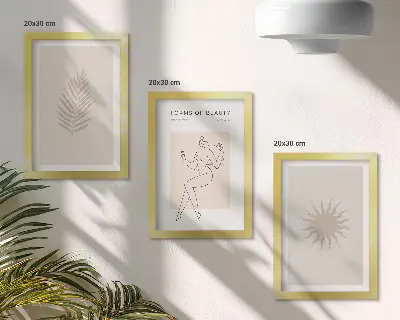 Composizione di 3 quadri con forme minimaliste e naturali