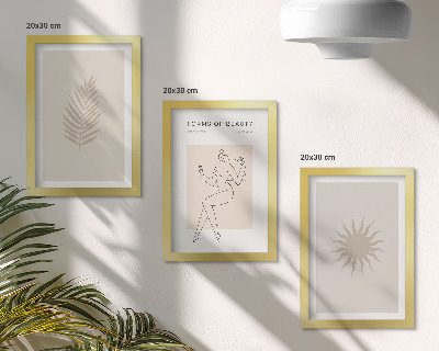 Composizione di 3 quadri Una collezione di forme minimaliste e forme naturali
