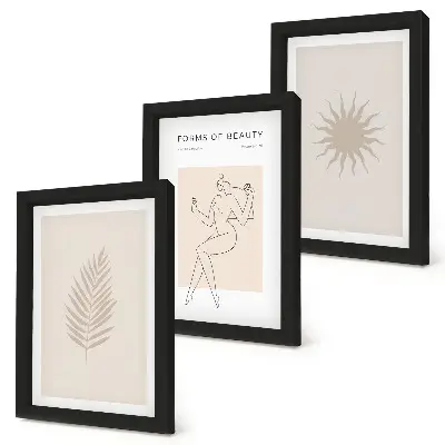 Composizione di 3 quadri con forme minimaliste e naturali
