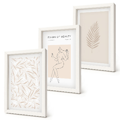 Trittico incorniciato Motivi botanici minimalisti