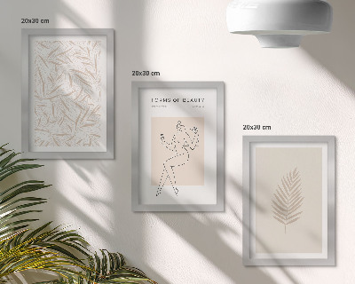 Trittico incorniciato Motivi botanici minimalisti