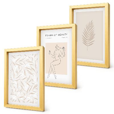 Trittico incorniciato Motivi botanici minimalisti