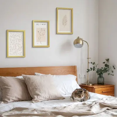 Motivi botanici minimalisti trittico incorniciato