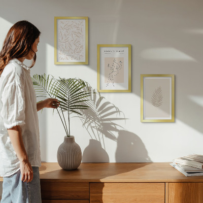 Trittico incorniciato Motivi botanici minimalisti