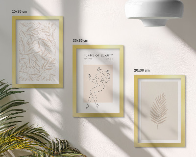 Trittico incorniciato Motivi botanici minimalisti