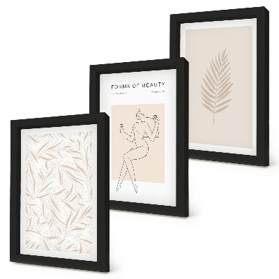 Trittico incorniciato Motivi botanici minimalisti