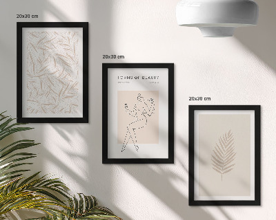 Trittico incorniciato Motivi botanici minimalisti