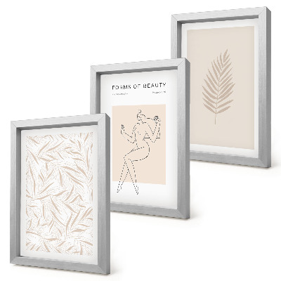 Trittico incorniciato Motivi botanici minimalisti