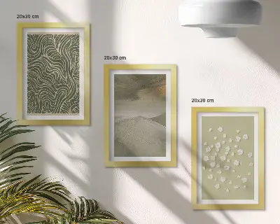 Trittico incorniciato con motivi ondulati e astratti in stile boho