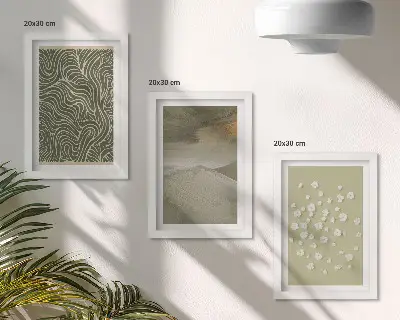 Trittico incorniciato con motivi ondulati e astratti in stile boho