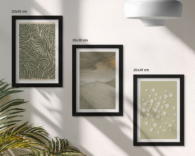 Trittico incorniciato Motivi ondulati e astratti con fiori in stile boho.