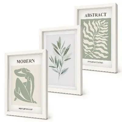 Trittico incorniciato con design Matisse ad acquerello a tema piante boho