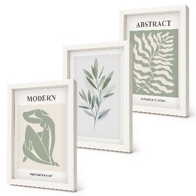 Trittico incorniciato Matisse design acquerello piante boho