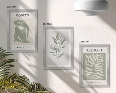 Trittico incorniciato Matisse design acquerello piante boho