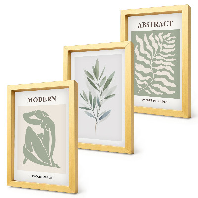 Trittico incorniciato Matisse design acquerello piante boho