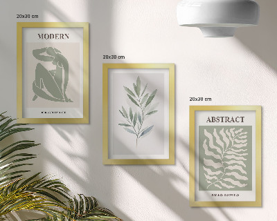 Trittico incorniciato Matisse design acquerello piante boho