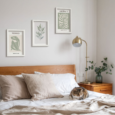 Trittico incorniciato Matisse design acquerello piante boho