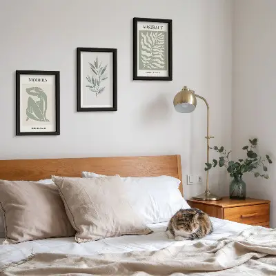 Trittico incorniciato con design Matisse ad acquerello a tema piante boho