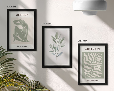 Trittico incorniciato Matisse design acquerello piante boho