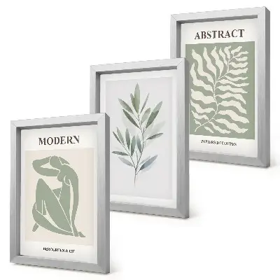 Trittico incorniciato con design Matisse ad acquerello a tema piante boho