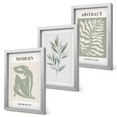 Trittico incorniciato Matisse design acquerello piante boho