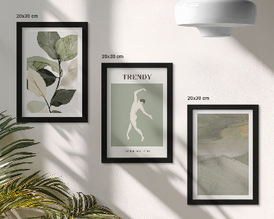 Trittico incorniciato Motivi vegetali con silhouette e forme astratte