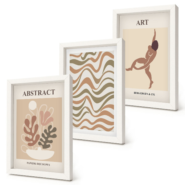 Composizione di 3 quadri Matisse forme e motivi astratti boho
