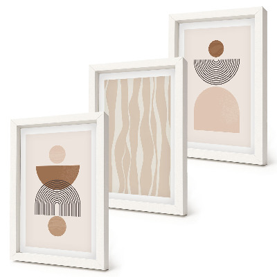 Trittico incorniciato Forme astratte nelle tonalità del marrone e del beige