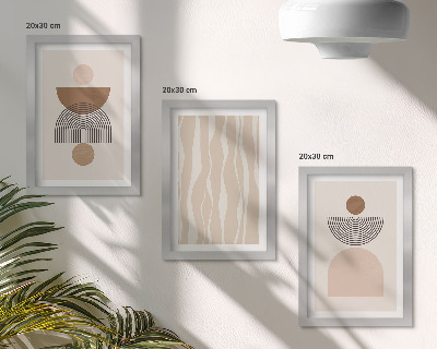 Trittico incorniciato Forme astratte nelle tonalità del marrone e del beige