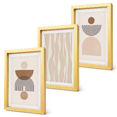 Trittico incorniciato Forme astratte nelle tonalità del marrone e del beige
