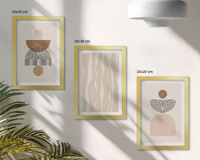 Trittico incorniciato Forme astratte nelle tonalità del marrone e del beige