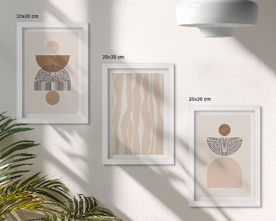 Trittico incorniciato Forme astratte nelle tonalità del marrone e del beige
