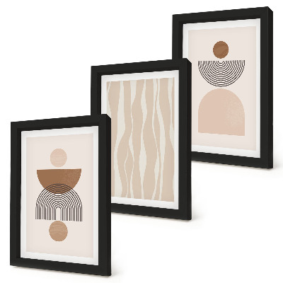Trittico incorniciato Forme astratte nelle tonalità del marrone e del beige
