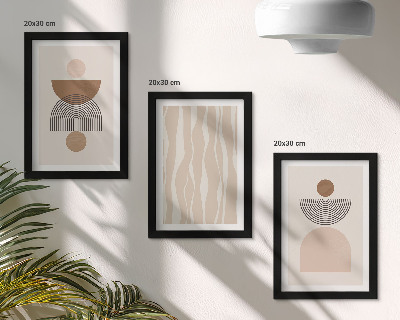Trittico incorniciato Forme astratte nelle tonalità del marrone e del beige