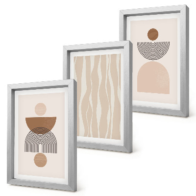 Trittico incorniciato Forme astratte nelle tonalità del marrone e del beige