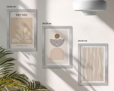 Composizione di 3 quadri Eleganti composizioni astratte nei toni del beige