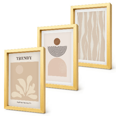 Composizione di 3 quadri Eleganti composizioni astratte nei toni del beige