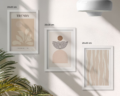 Composizione di 3 quadri Eleganti composizioni astratte nei toni del beige