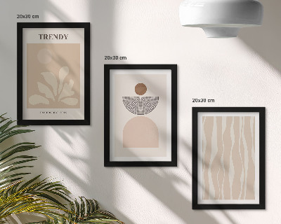 Composizione di 3 quadri Eleganti composizioni astratte nei toni del beige