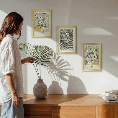 Trittico incorniciato Motivi floreali Londra e Dublino linee astratte
