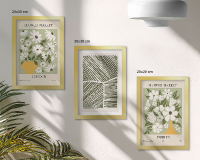Trittico incorniciato Motivi floreali Londra e Dublino linee astratte