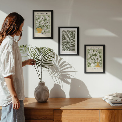 Trittico incorniciato Motivi floreali Londra e Dublino linee astratte