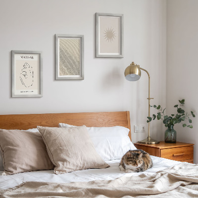 Composizione di 3 quadri Linee minimaliste, sabbia, onde e sole.