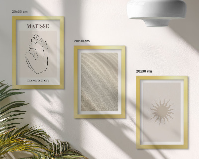 Composizione di 3 quadri Linee minimaliste, sabbia, onde e sole.
