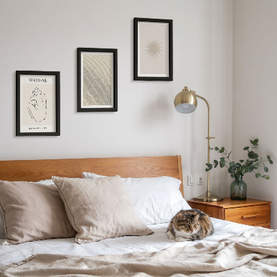 Composizione di 3 quadri Linee minimaliste, sabbia, onde e sole.