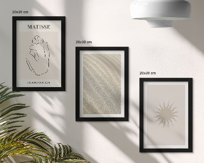 Composizione di 3 quadri Linee minimaliste, sabbia, onde e sole.